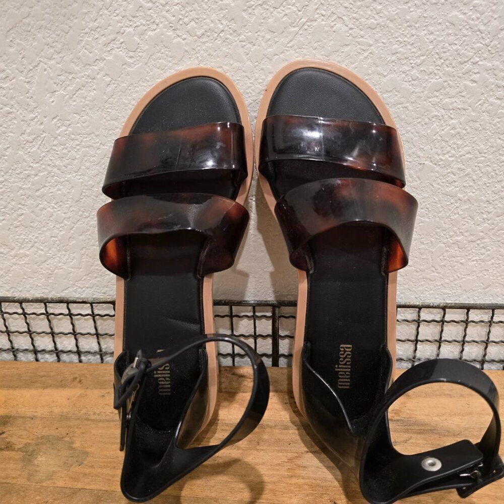Melissa Model Sandal Black Tortoise Sz 7